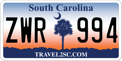 SC license plate ZWR994