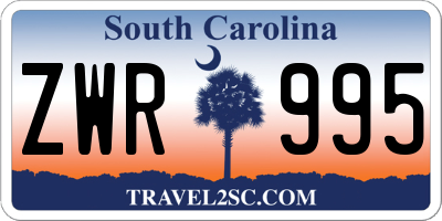 SC license plate ZWR995