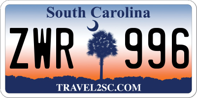 SC license plate ZWR996