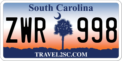 SC license plate ZWR998