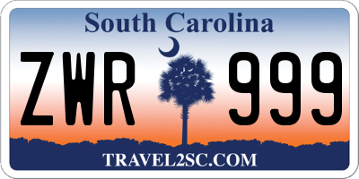 SC license plate ZWR999