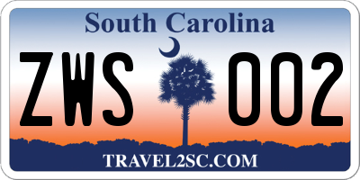 SC license plate ZWS002