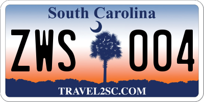 SC license plate ZWS004