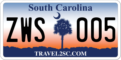 SC license plate ZWS005