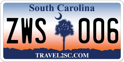 SC license plate ZWS006