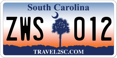 SC license plate ZWS012