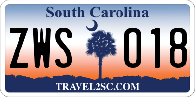SC license plate ZWS018