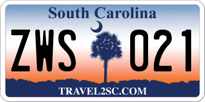 SC license plate ZWS021