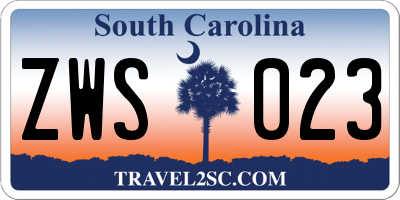 SC license plate ZWS023