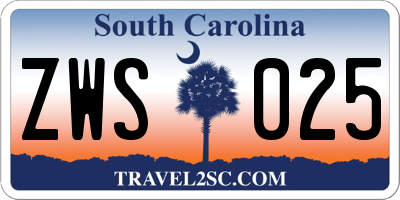 SC license plate ZWS025