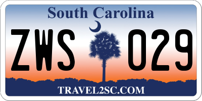 SC license plate ZWS029