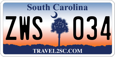 SC license plate ZWS034