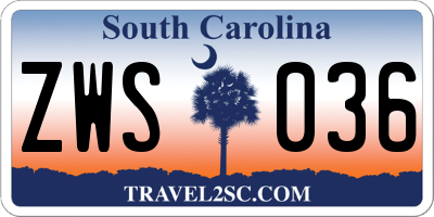 SC license plate ZWS036
