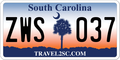 SC license plate ZWS037