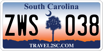 SC license plate ZWS038