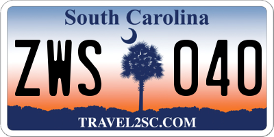 SC license plate ZWS040