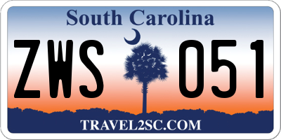 SC license plate ZWS051