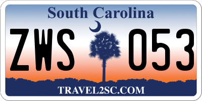 SC license plate ZWS053