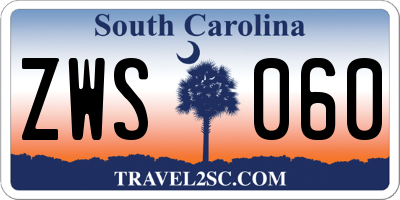 SC license plate ZWS060
