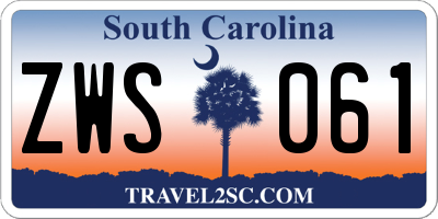 SC license plate ZWS061