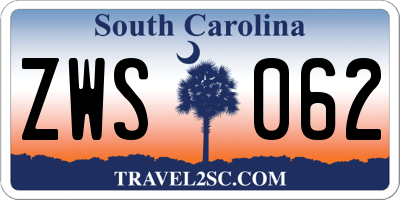 SC license plate ZWS062