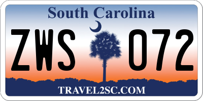 SC license plate ZWS072