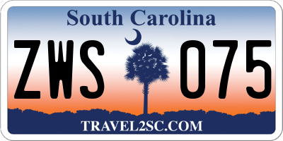 SC license plate ZWS075