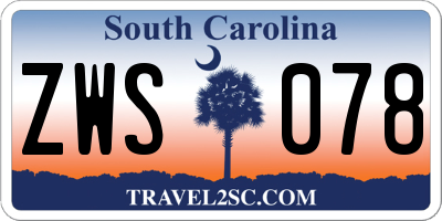 SC license plate ZWS078