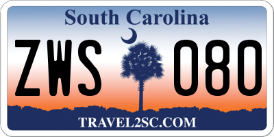 SC license plate ZWS080