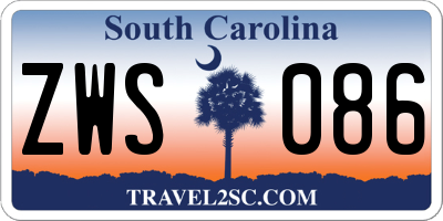 SC license plate ZWS086