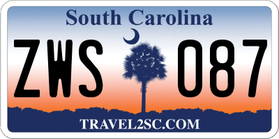 SC license plate ZWS087