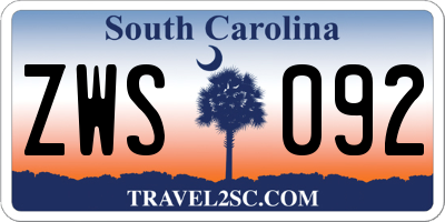 SC license plate ZWS092
