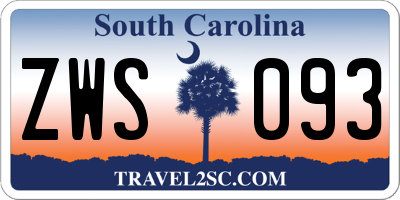 SC license plate ZWS093