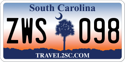 SC license plate ZWS098