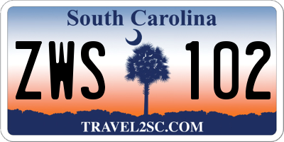 SC license plate ZWS102