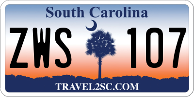 SC license plate ZWS107