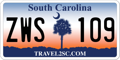 SC license plate ZWS109