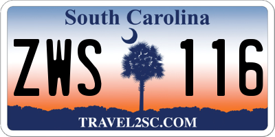 SC license plate ZWS116