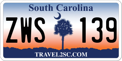 SC license plate ZWS139