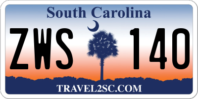SC license plate ZWS140