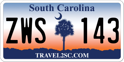 SC license plate ZWS143