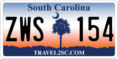 SC license plate ZWS154