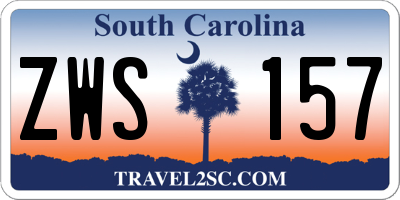 SC license plate ZWS157