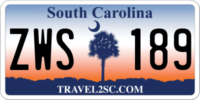 SC license plate ZWS189