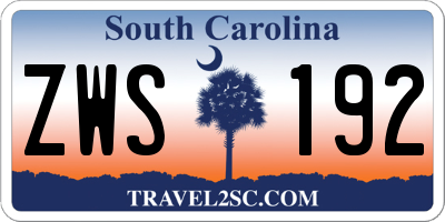 SC license plate ZWS192