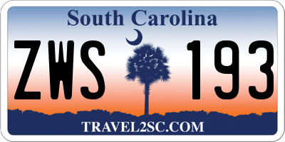 SC license plate ZWS193