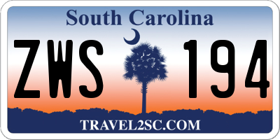 SC license plate ZWS194