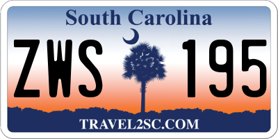 SC license plate ZWS195