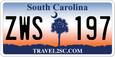 SC license plate ZWS197