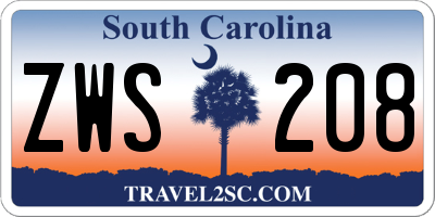 SC license plate ZWS208